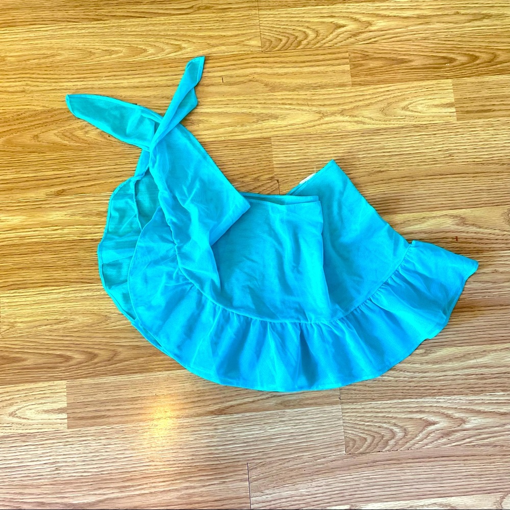 Aqua blue wrap bathing suit cover tie fabric light weight easy to pack carry any